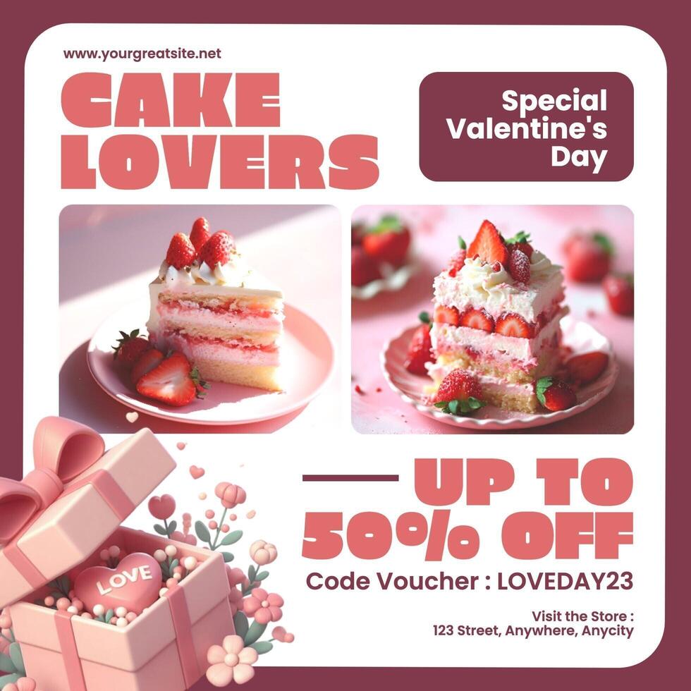 Valentine's Day Cake Discount Instagram Post template