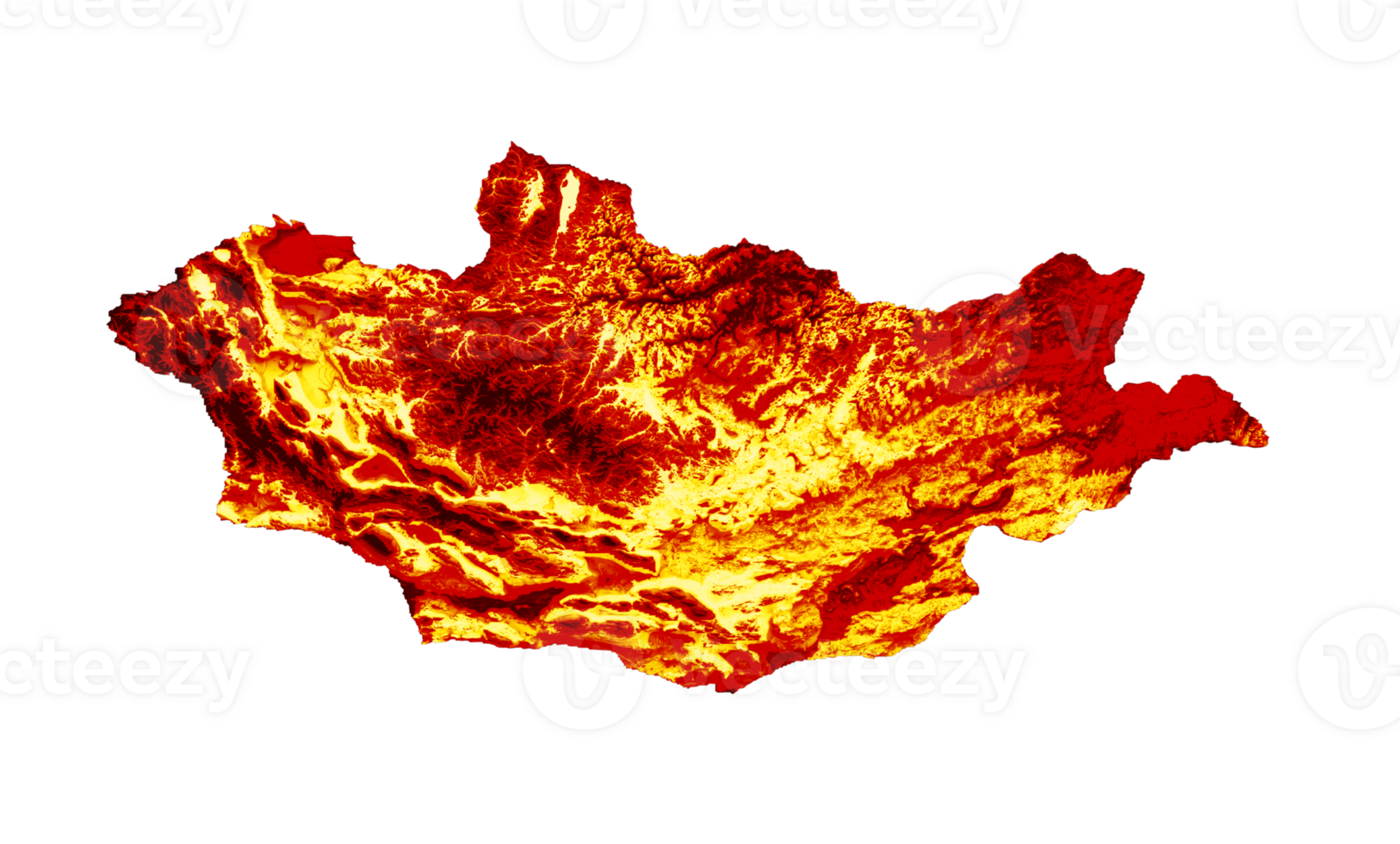 Mongolia map with the flag Colors Shaded relief map 3d illustration png
