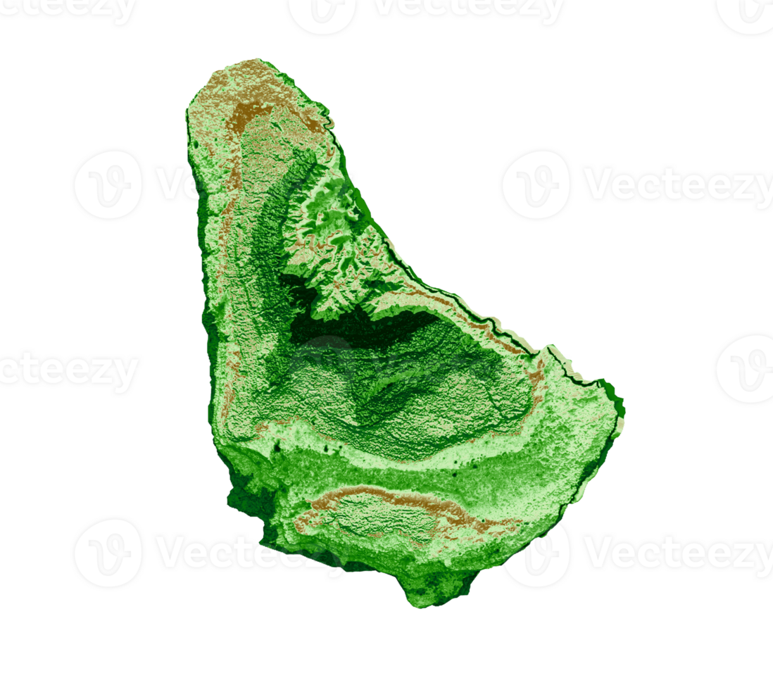 Barbados Topographic Map 3d realistic map Color 3d illustration png