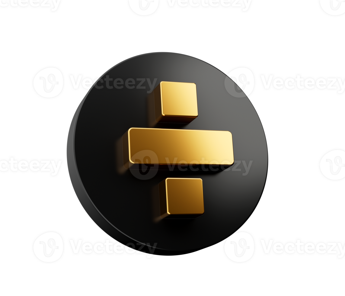 Golden 3d math Divide symbols icon - 3D illustration png