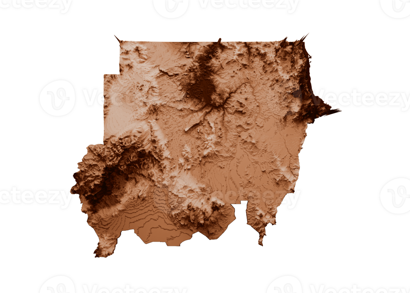 Map of Sudan in old style, brown graphics in a retro style Vintage Style. High detailed 3d illustration png