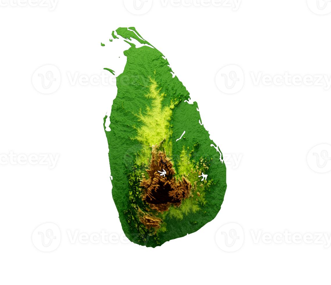 sri lanka mapa sombreado alívio cor altura mapa 3d ilustração png