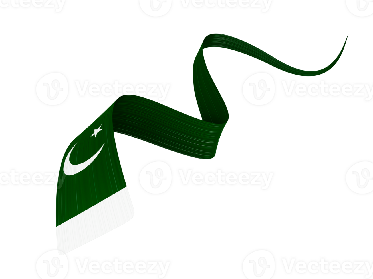 Waving ribbon or banner with flag of Pakistan. independence day 3d illustration png