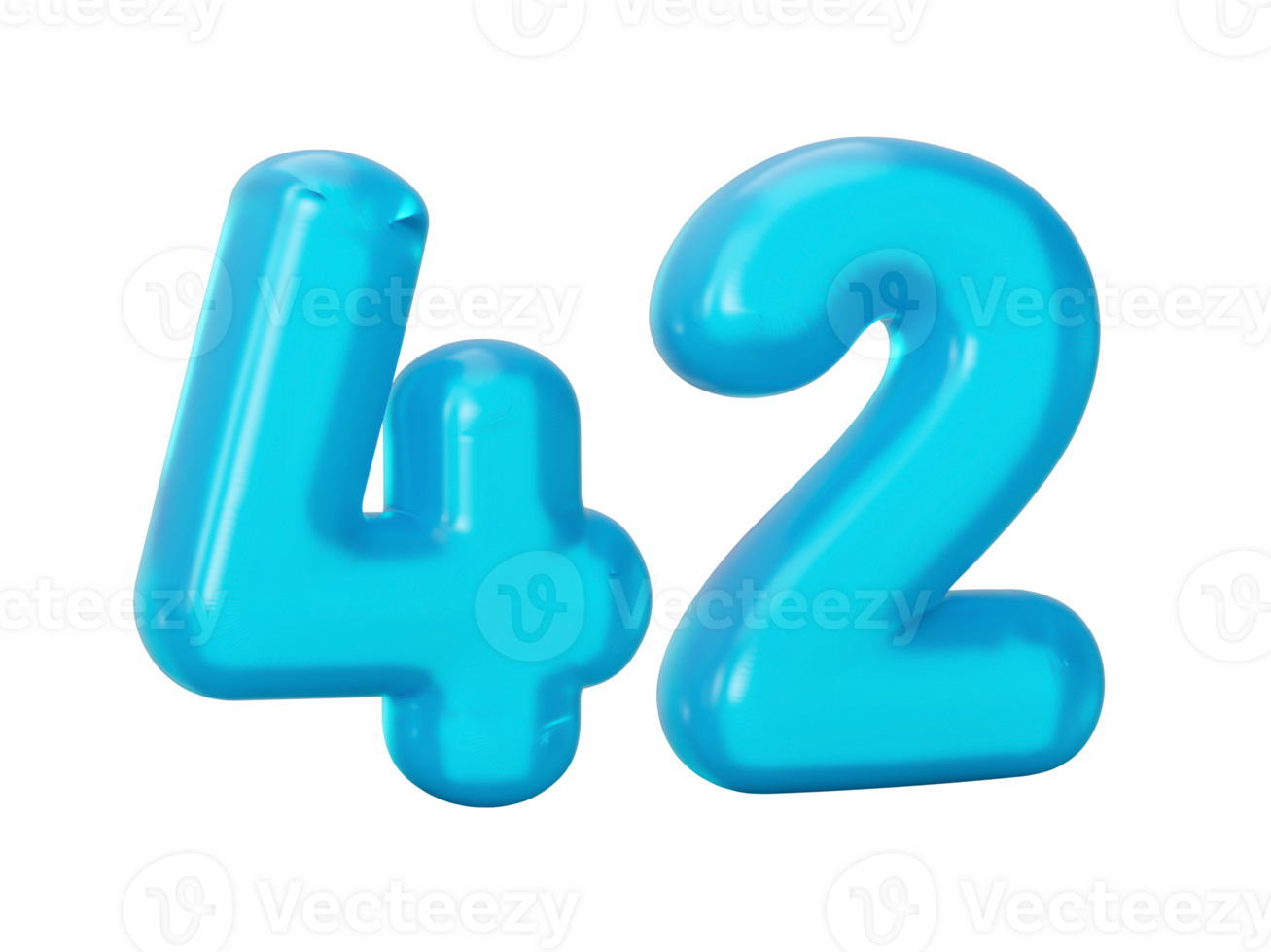 Blue jelly digit 42 Forty Two Jelly colorful alphabets numbers for kids 3d illustration png
