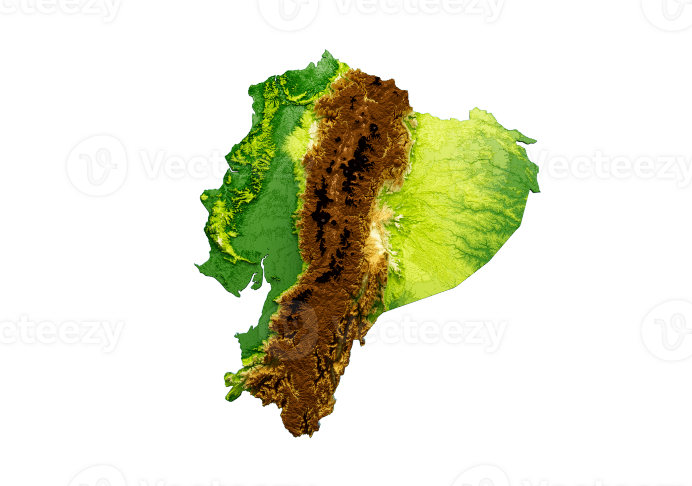 Ecuador Map Shaded relief Color Height map 3d illustration png