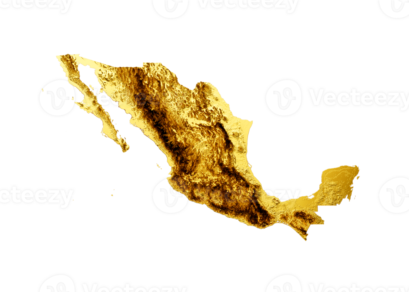 mexico mapa dorado metal color altura mapa 3d ilustración png