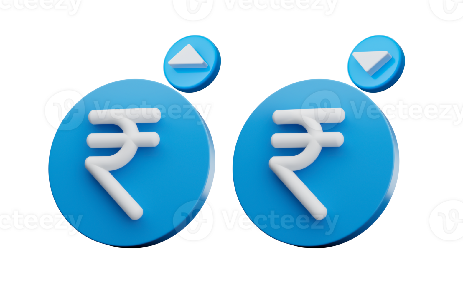 3d Blue Shiny Indian Rupee Symbol, Increase and Decrease Icon, 3d Illustration png