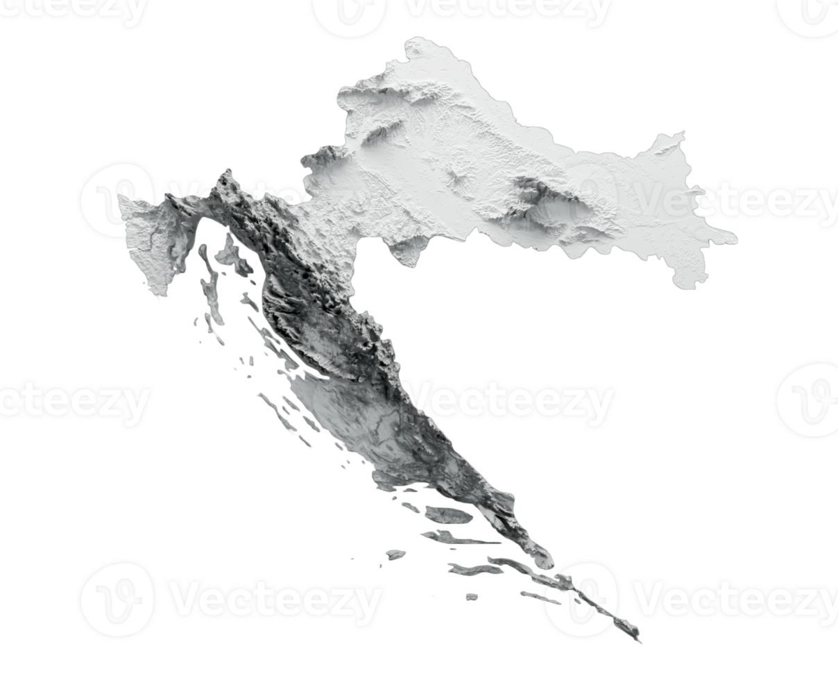 Croácia mapa Croácia bandeira sombreado alívio cor altura mapa 3d ilustração png