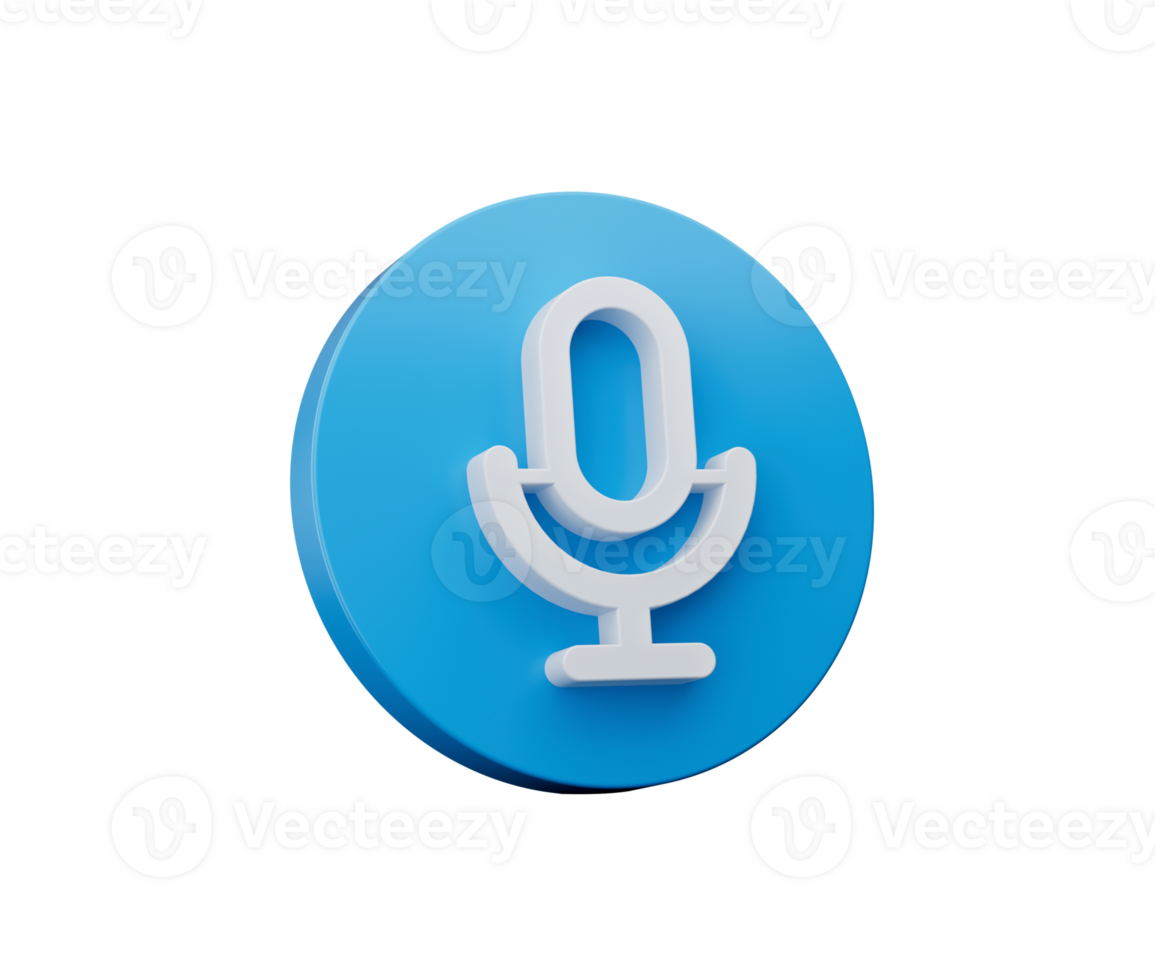 Microphone symbol blue icon 3d illustration png