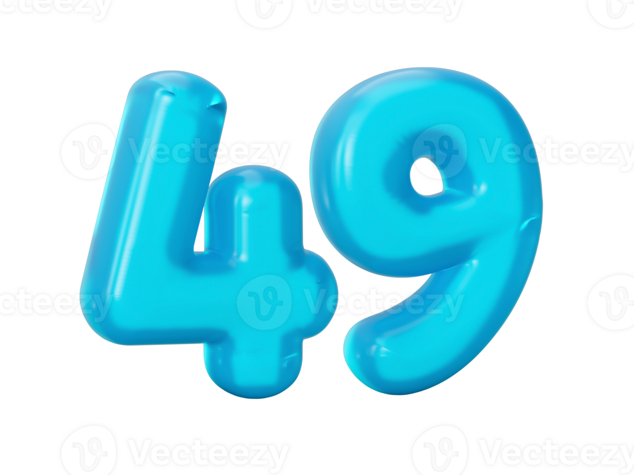 Blue jelly digit 49 Forty Nine, Jelly colorful alphabets numbers for kids 3d illustration png