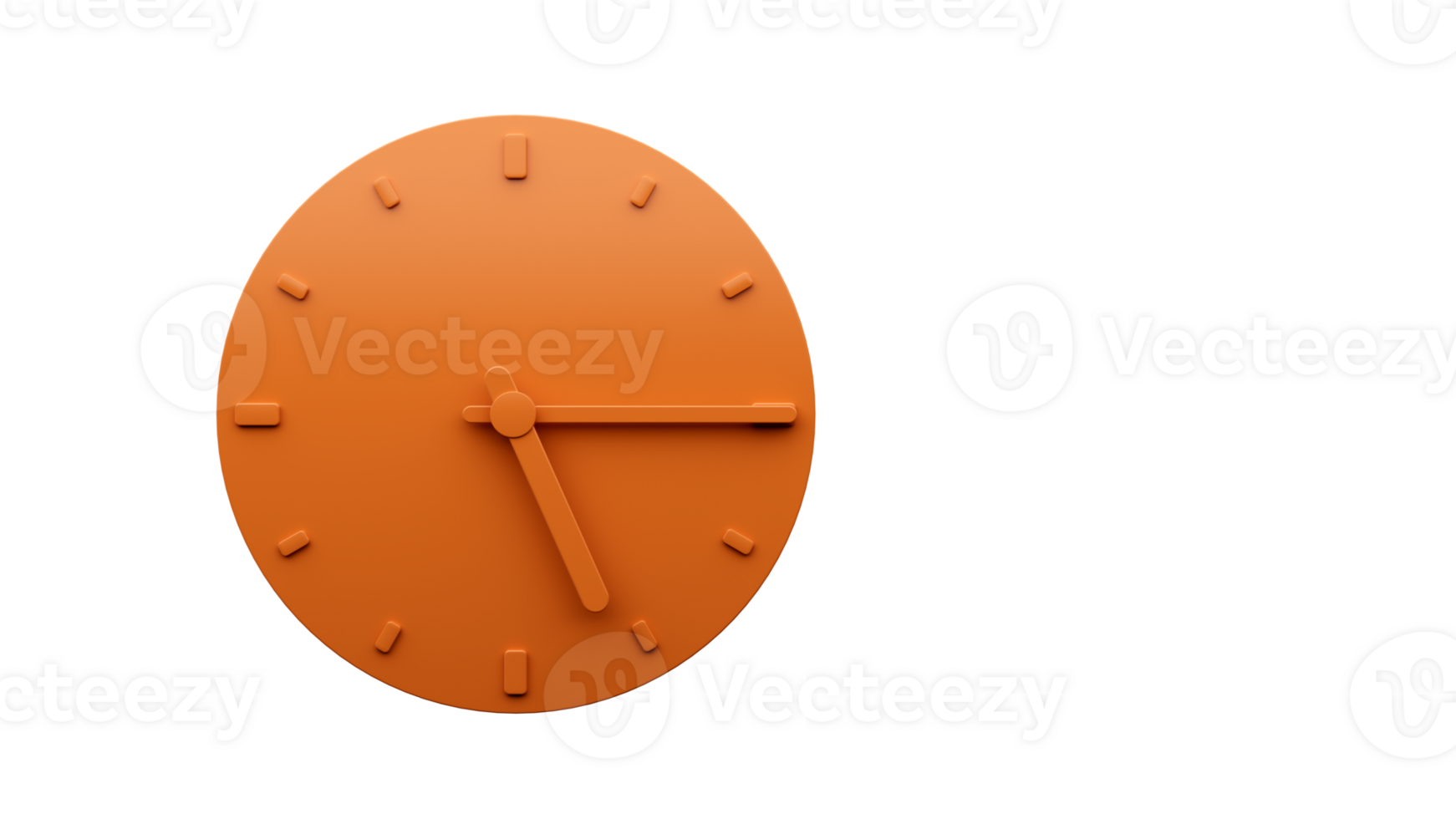 Minimal Orange clock quarter past Five o'clock abstract Minimalist wall