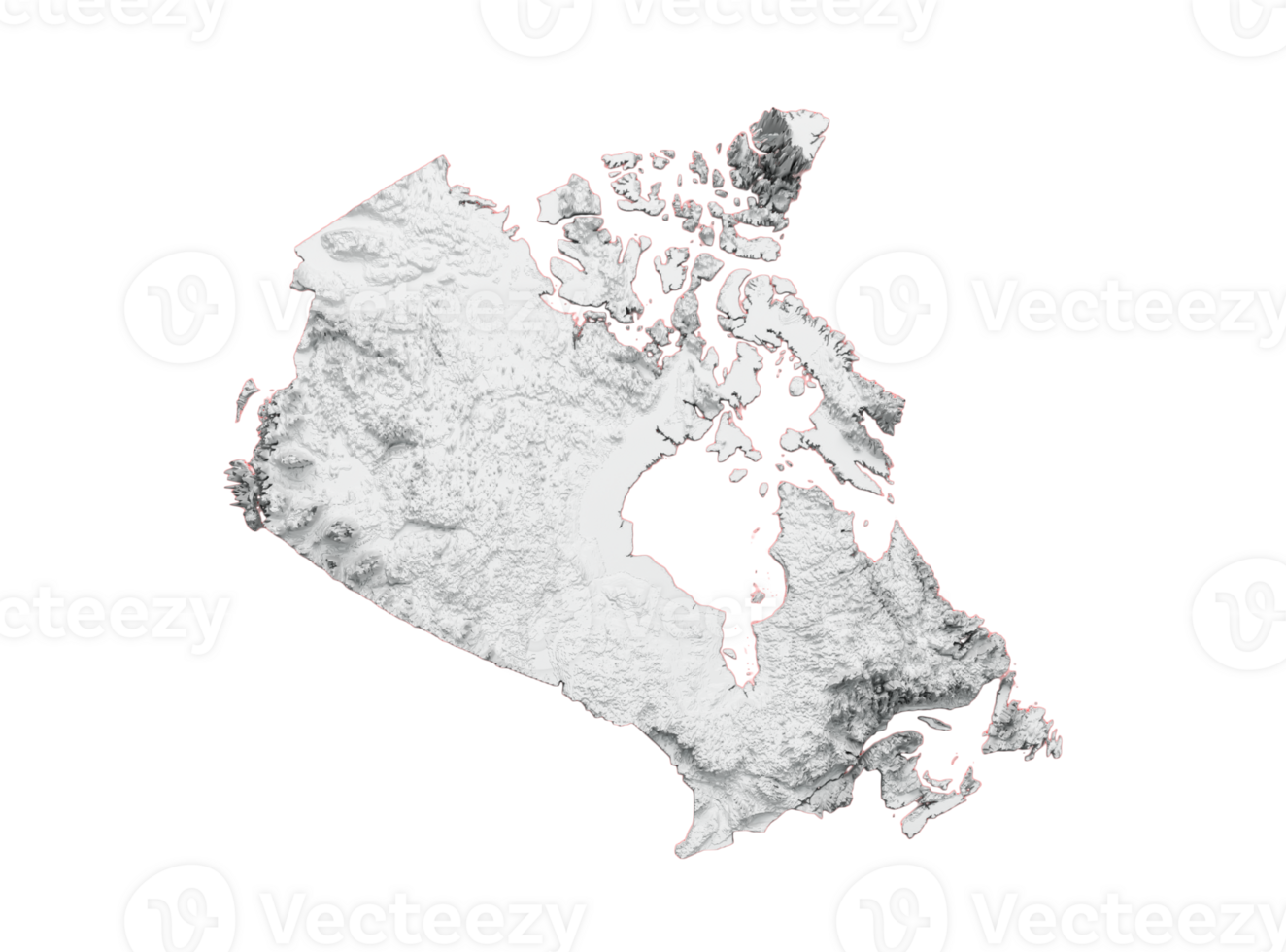 Canada Map Flag Shaded relief Color Height map 3d illustration png