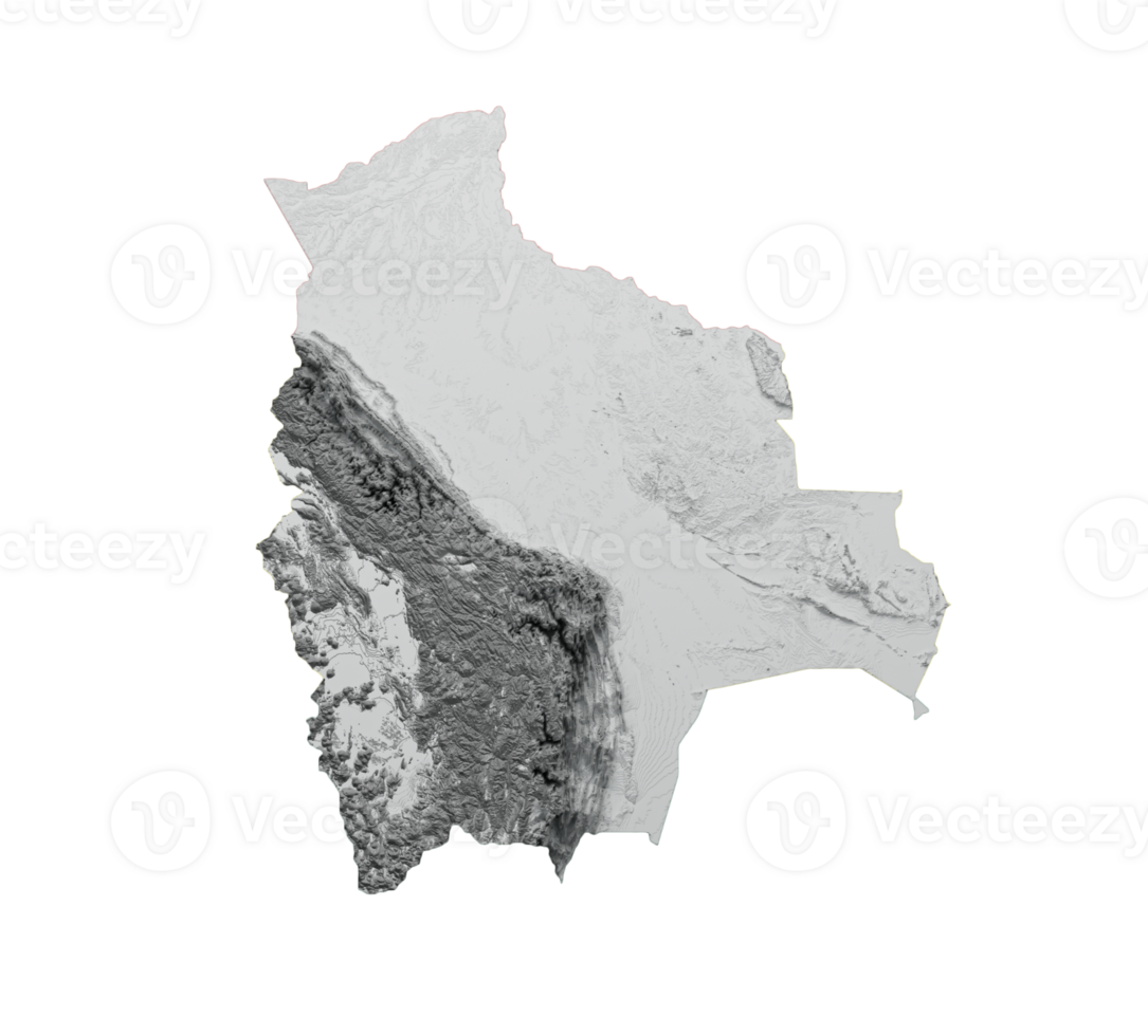 Bolivia Map Bolivian Flag Shaded relief Color Height map 3d illustration png