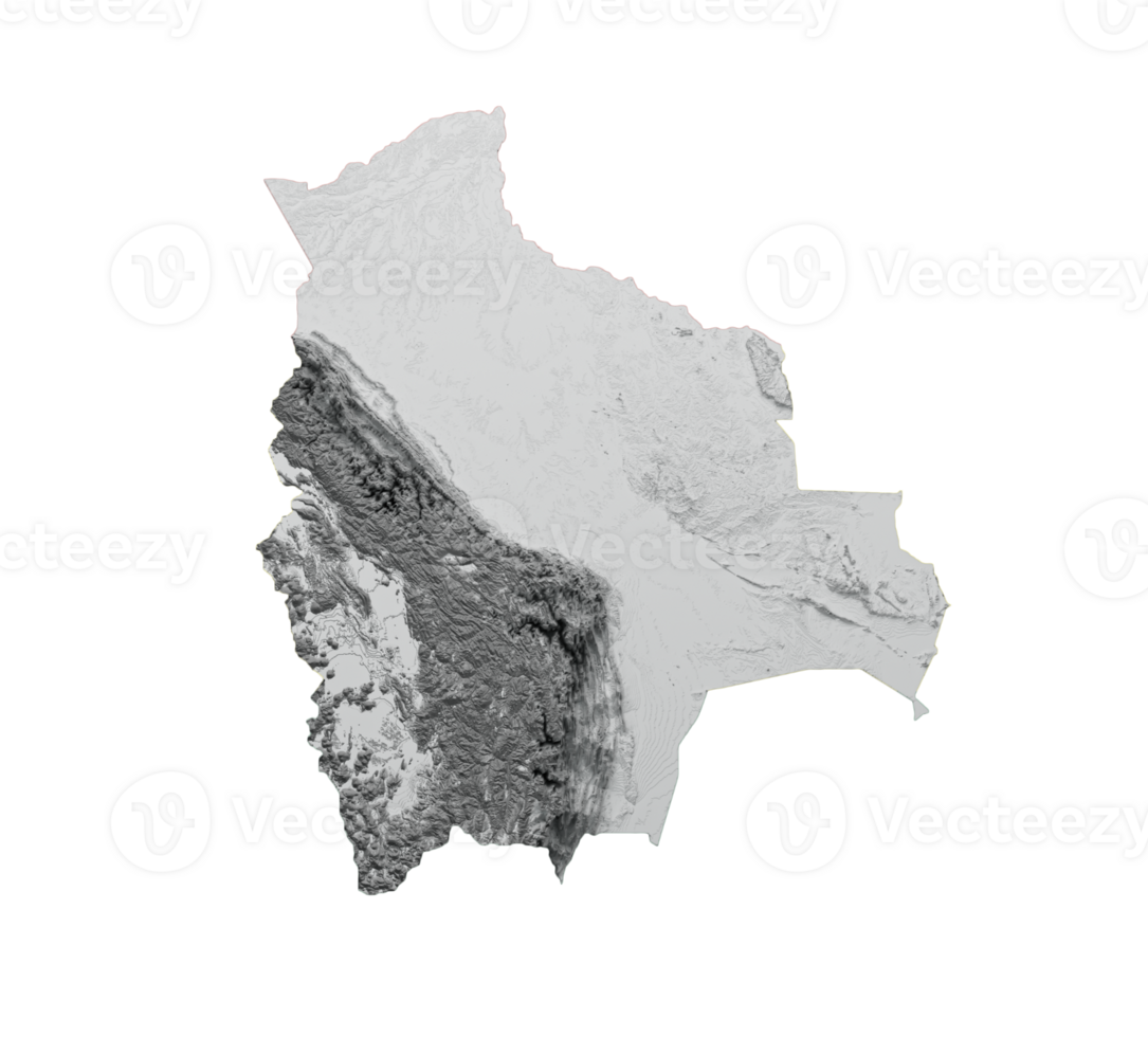 Bolívia mapa boliviano bandeira sombreado alívio cor altura mapa 3d ilustração png
