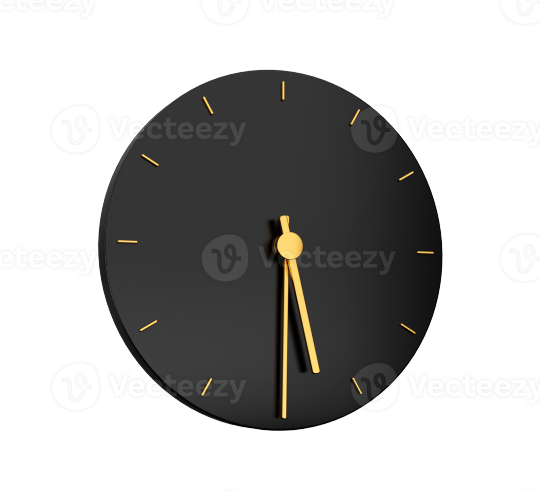 Premium Gold Clock icon isolated half past Five o clock black icon Time icon Five thirty 3d illustration png