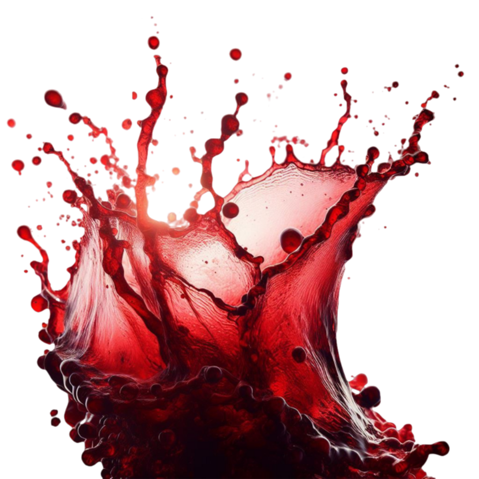 Espirrar uma solta do sangue ou água e vermelho tinta isolado em uma transparente fundo png