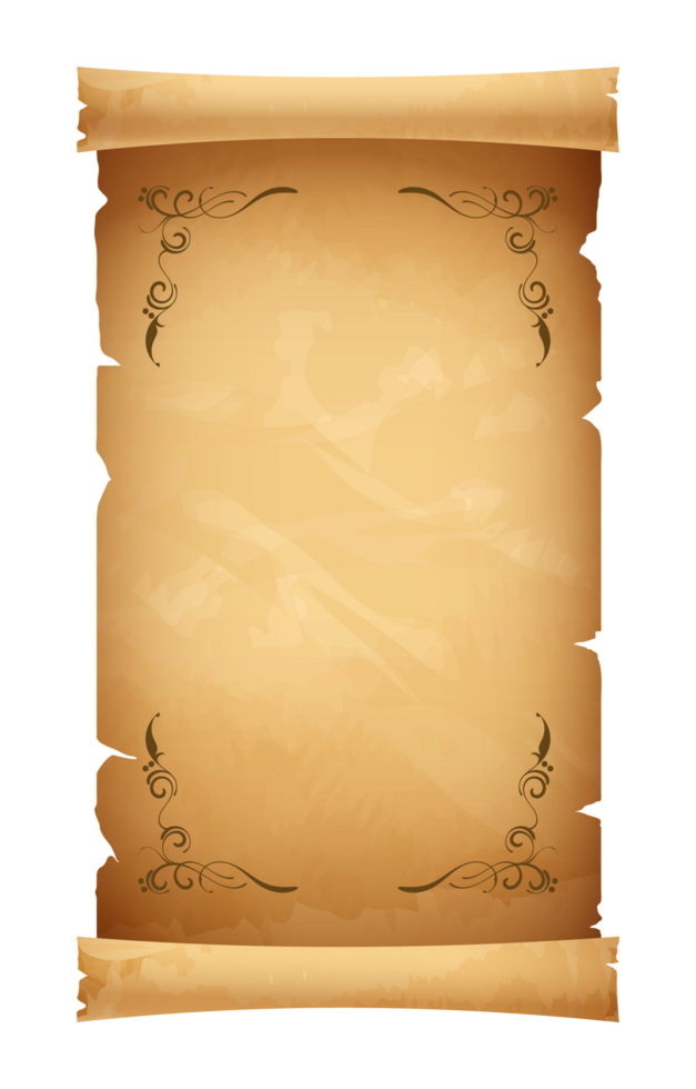 Old Parchment Paper Scroll with Engraved Border png