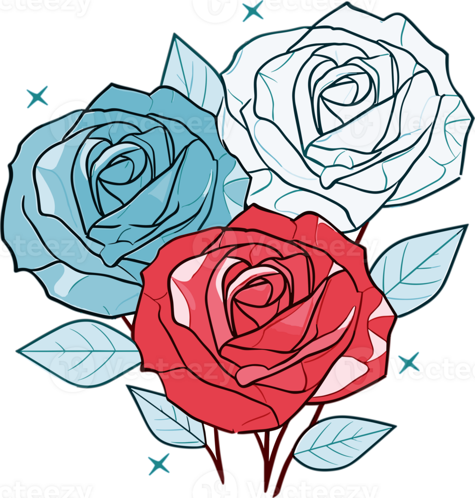 Stylized Trio Roses png