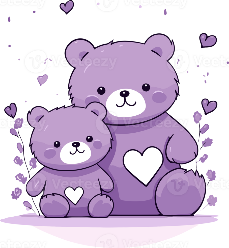 Lavender Teddy Bear Duo png