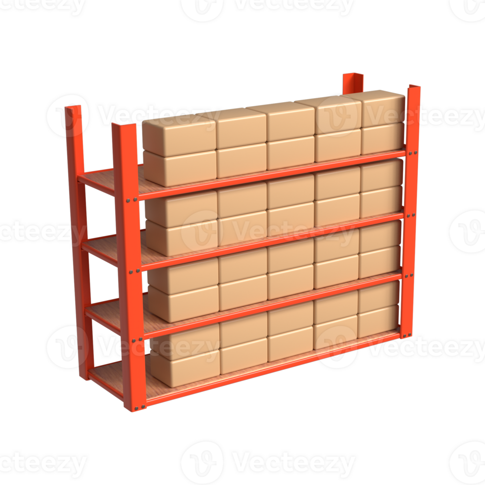 3D Rendering of Warehouse Shelf or Industrial rack png