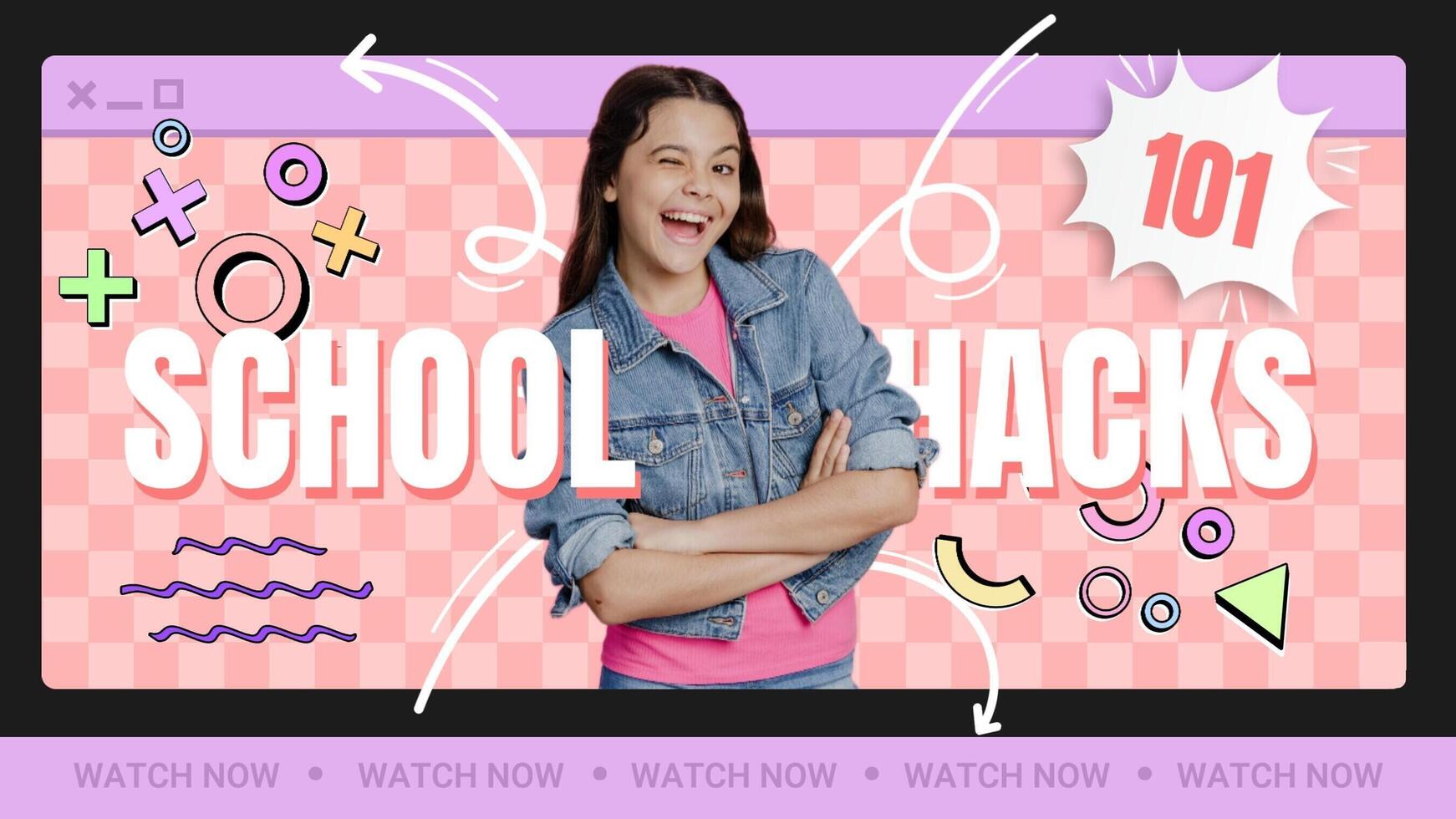 School Hacks for Youtube Thumbnail template