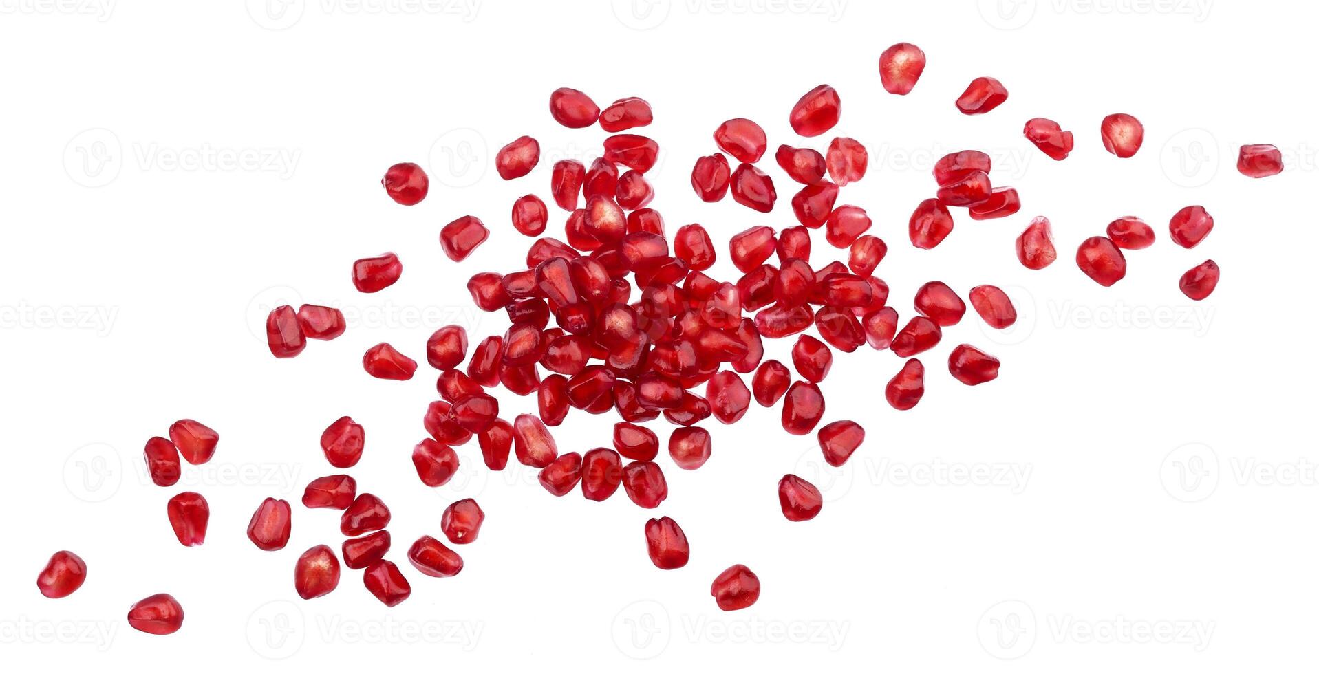 Pomegranate seeds isolated on white background photo
