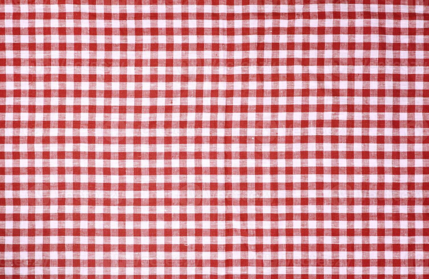 Red checkered tablecloth texture photo