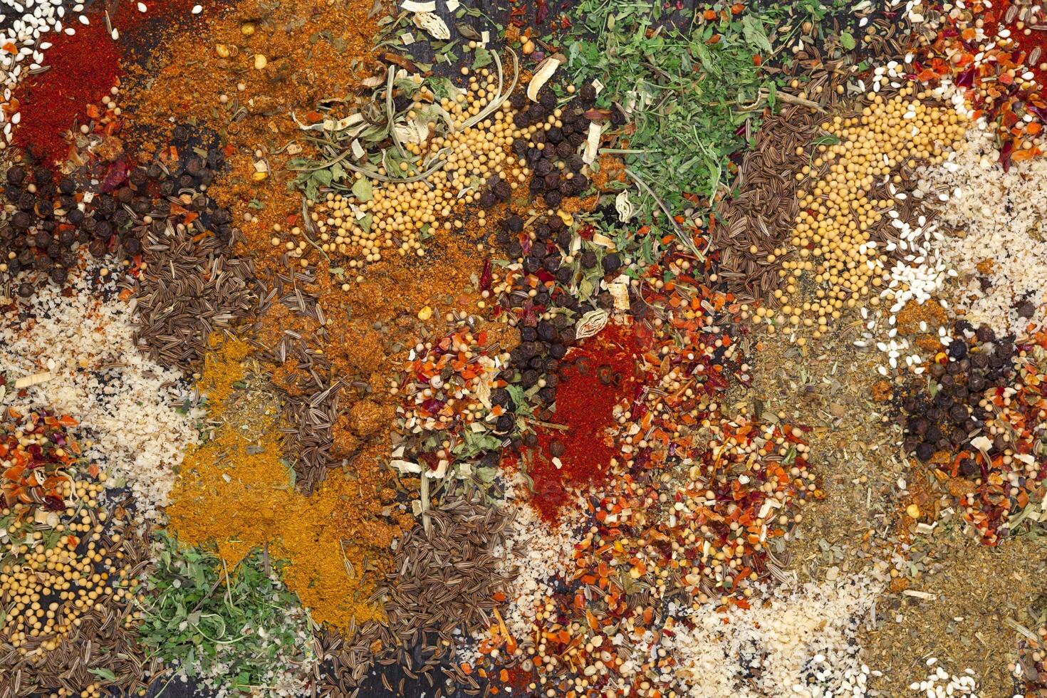 Different herbs and spices texture photo