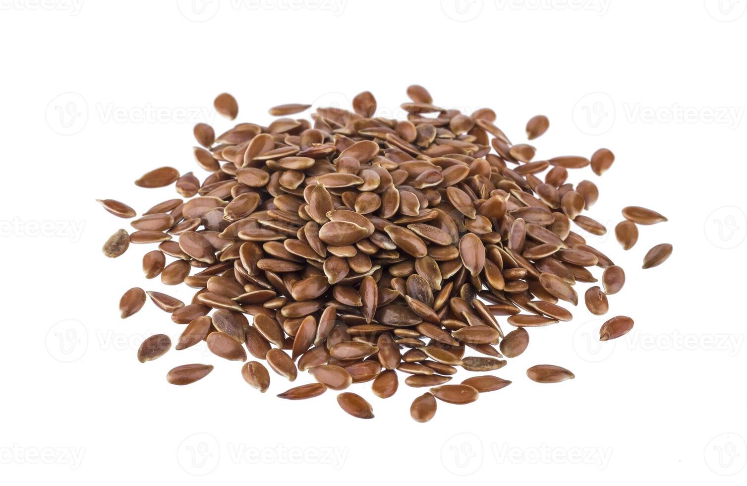 Pile of flax seeds isolated on white background photo