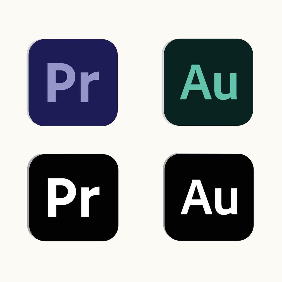 adobe estreno Pro y morada audición iconos, negro y blanco, vector logotipos, adobe iconos, resumen vector Arte