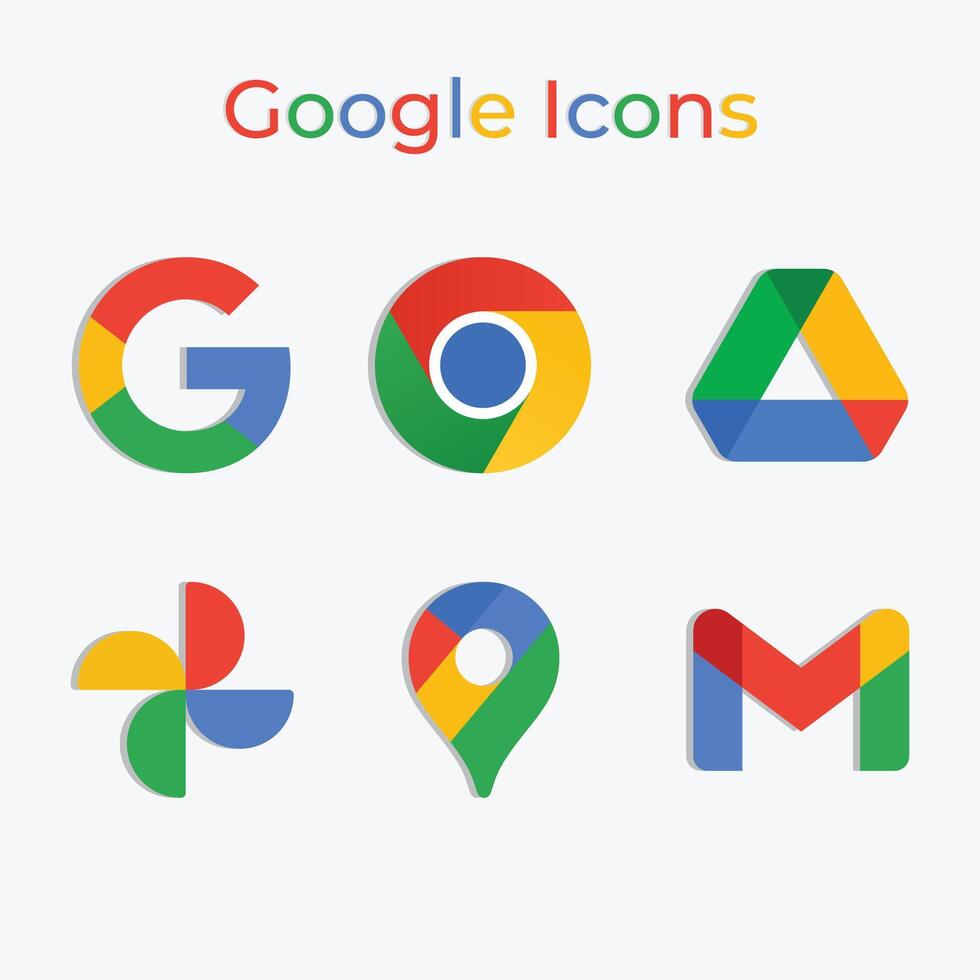 Google All Icons, Google Chrome, Google Drive, Google Photo, Google Pointer, Gmail, Vector Art