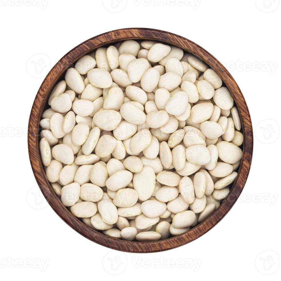 White beans isolated on white background, top view photo