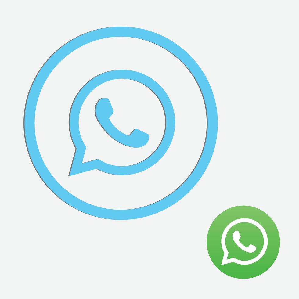 whatsapp oficial icono y en único azul color icono, vector Arte