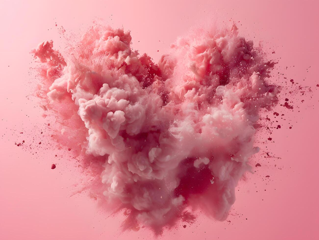 AI generated Romantic Watercolor Love Splash in Pink and Red with Grunge Texture and Ink Drops - Valentine's Day Card Design photo