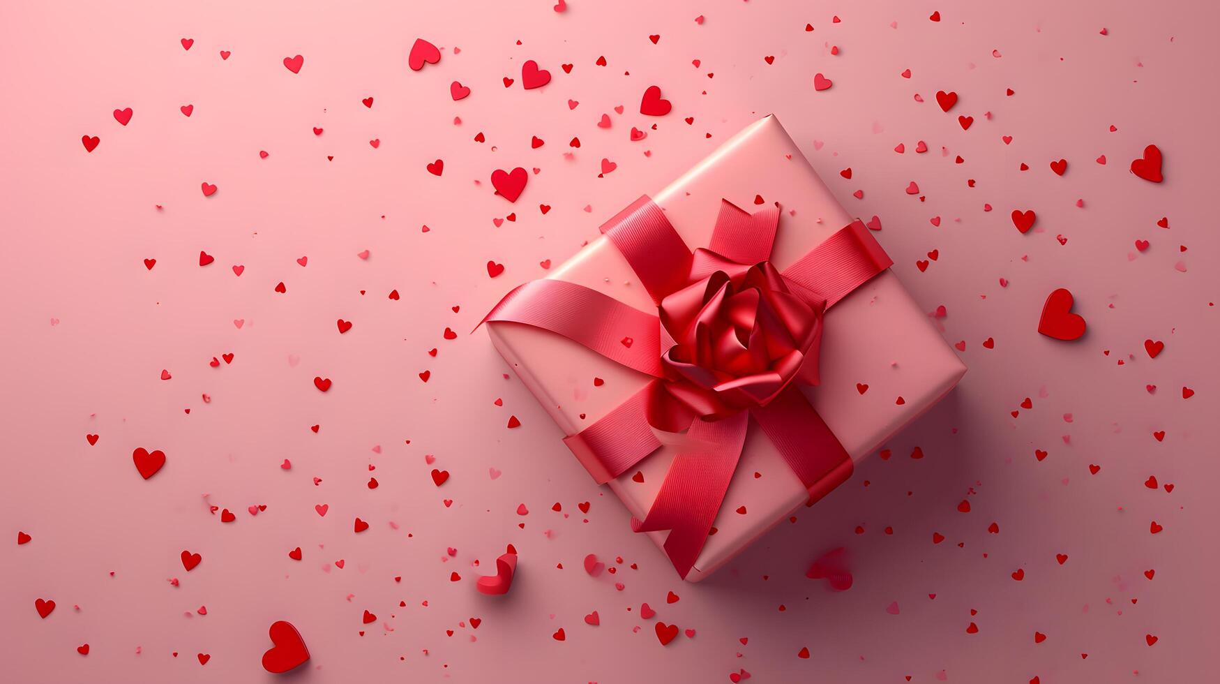 AI generated Surprise Holiday Gift Box with Red Ribbon on a festive background, perfect for Christmas, Valentine's Day, birthdays, anniversaries, and other joyous celebrations photo