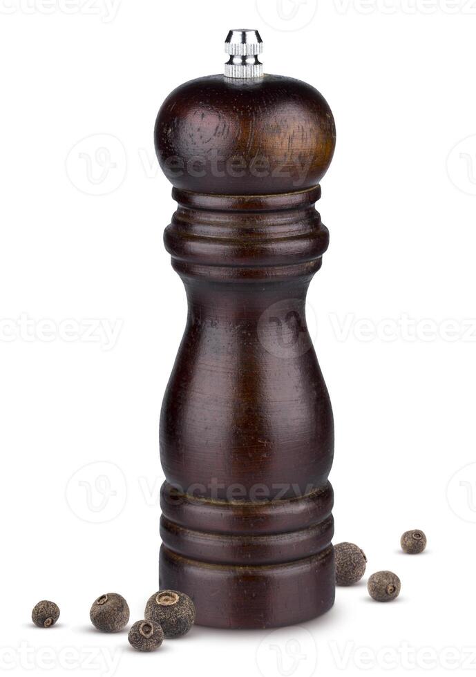 Pepper mill isolated on white background photo