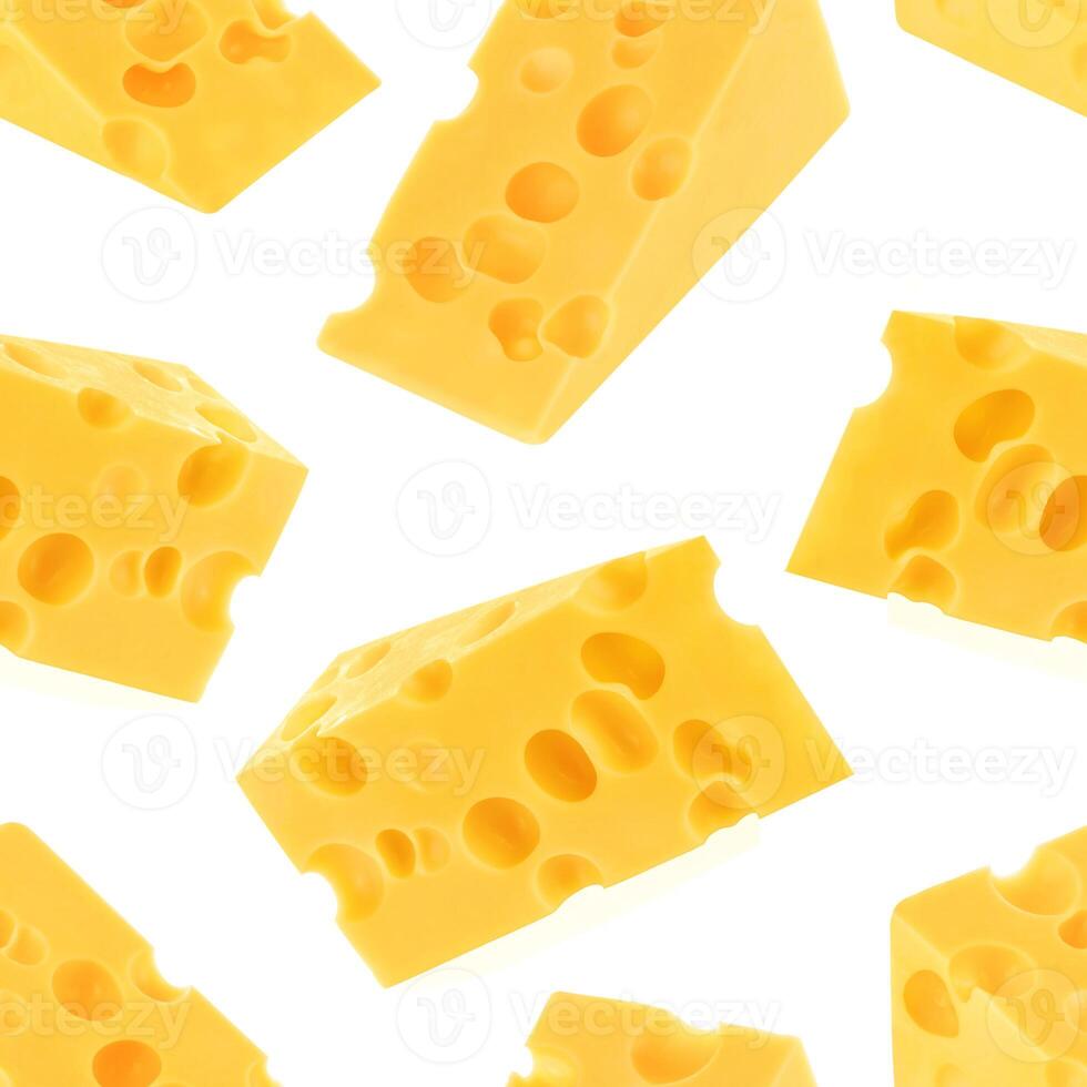 Cheese seamless pattern isolated on white background photo