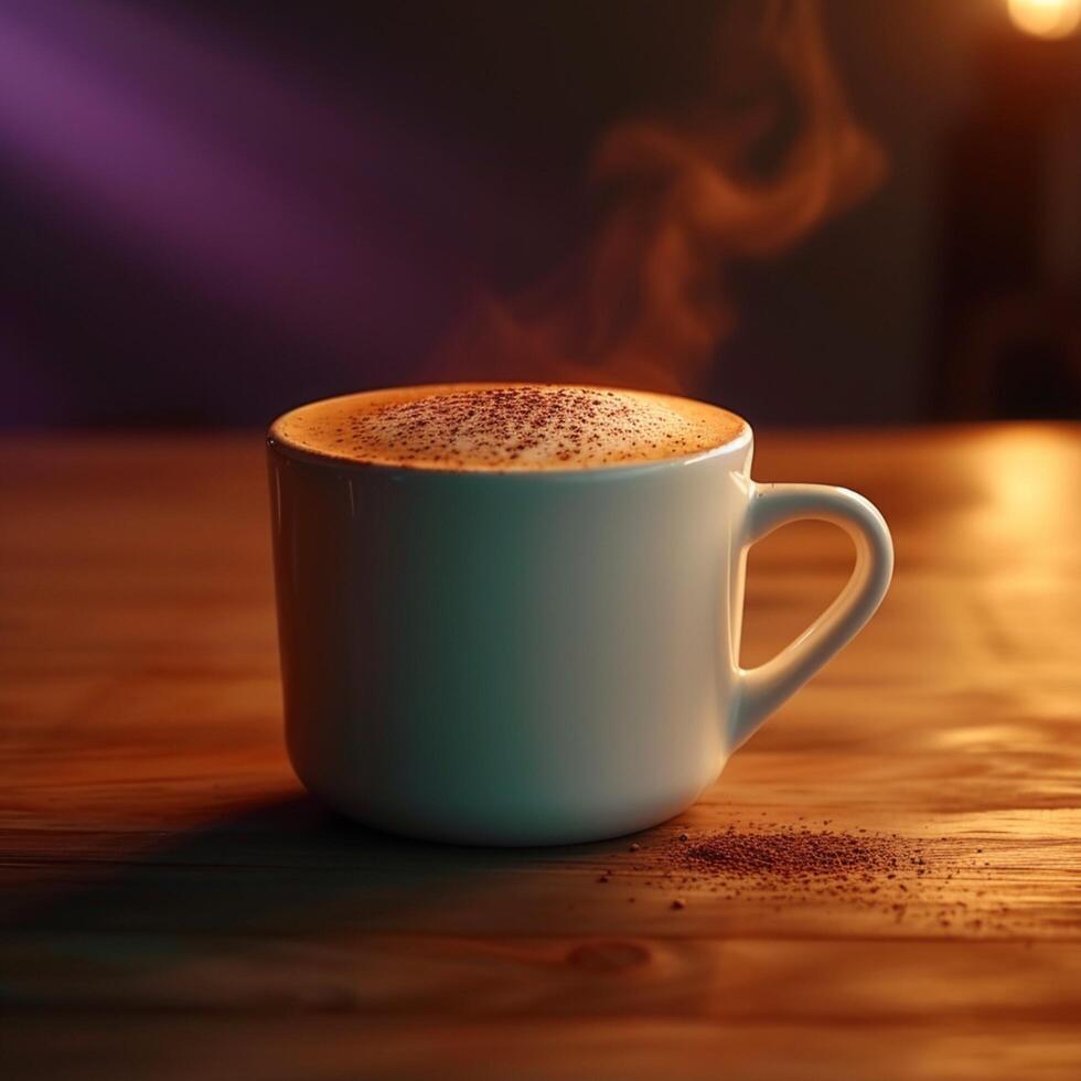 AI generated Hot cappuccino brings refreshment and relaxation in an empty studio For Social Media Post Size photo