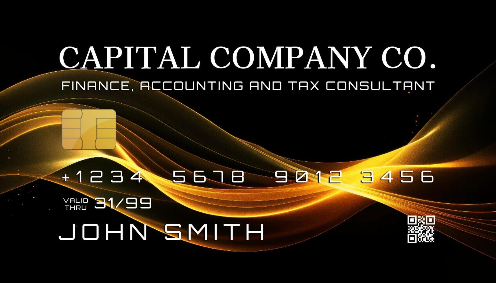 Finance Manager Business Card in Gold Wave Credit Card Theme template