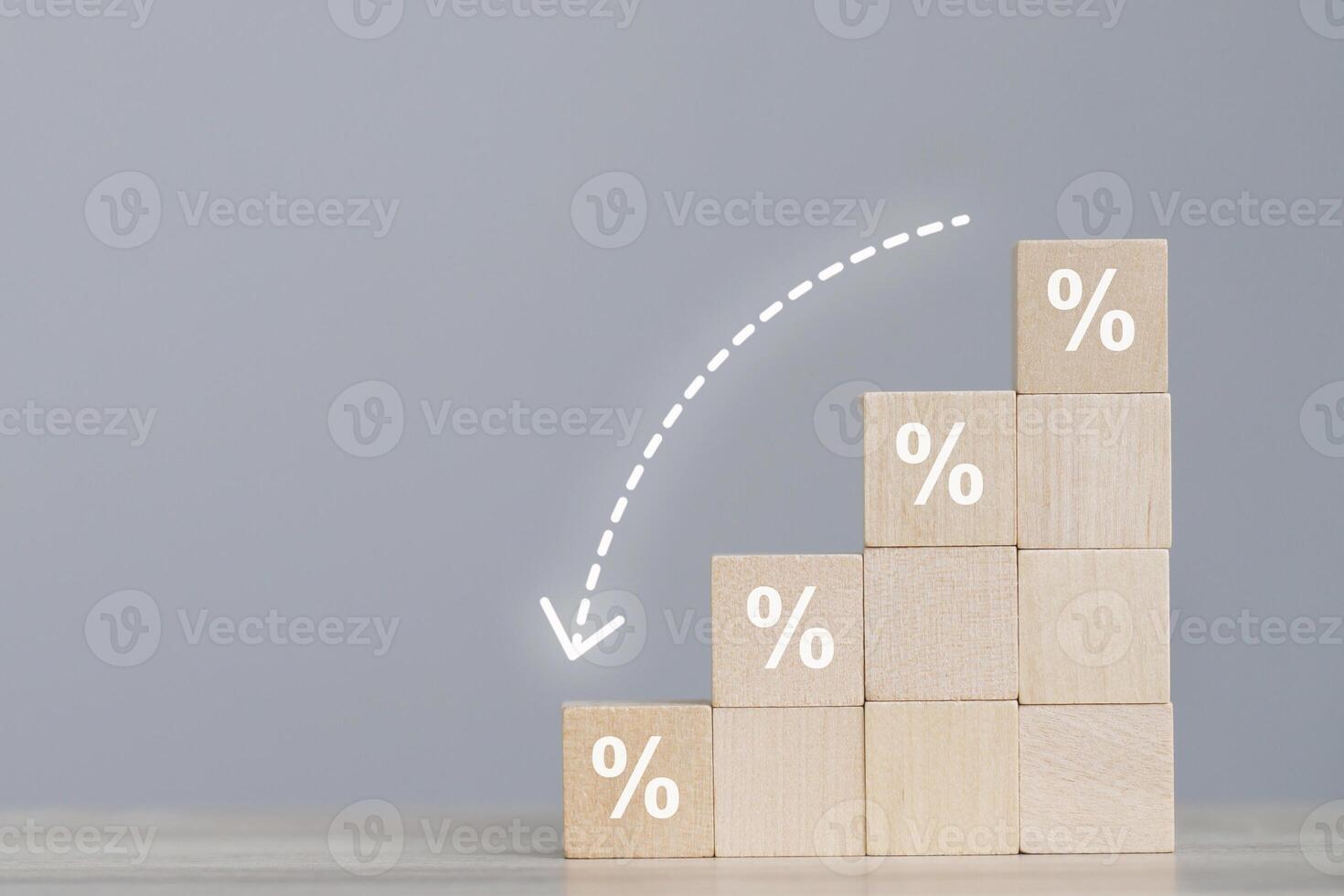 wood cube block with  sales decreased according to world economic trends. photo