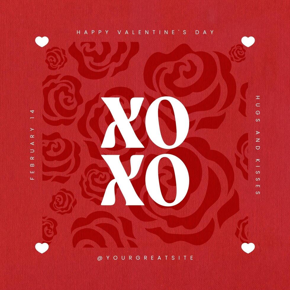Minimalist Happy Valentine's Day XOXO Typography for Instagram Post template