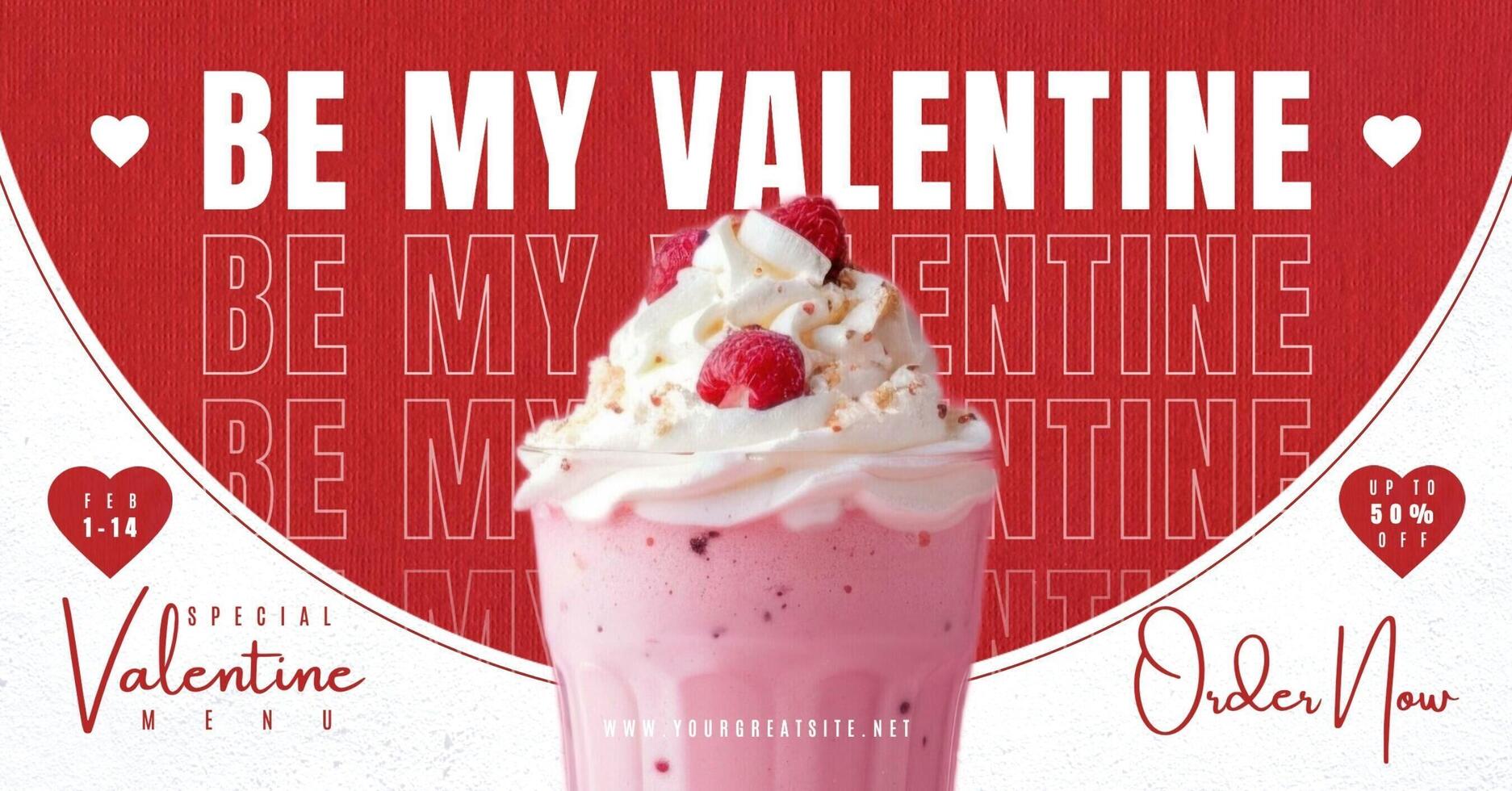 Be My Valentine Strawberry Frappuccino Menu Promotion for Facebook Ad template