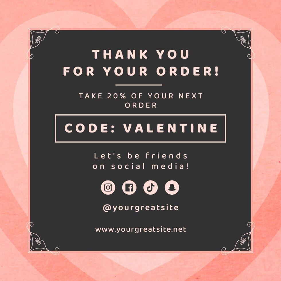 Thank You Business Card in Valentine's Day Theme template