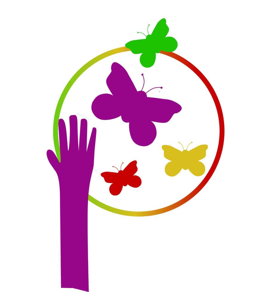 World Zero Discrimination Day is March 1st to create justice, with a theme of butterflies and hands suitable for posters vector