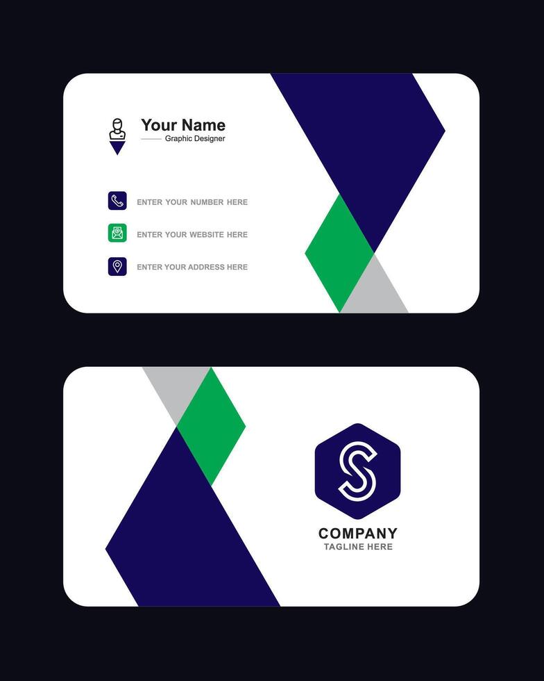 Green Blue Visiting Card vector