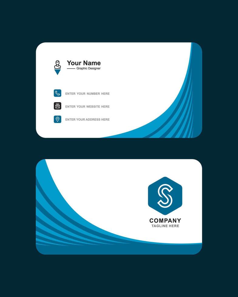 Blue Visiting Card waves business card design template vector