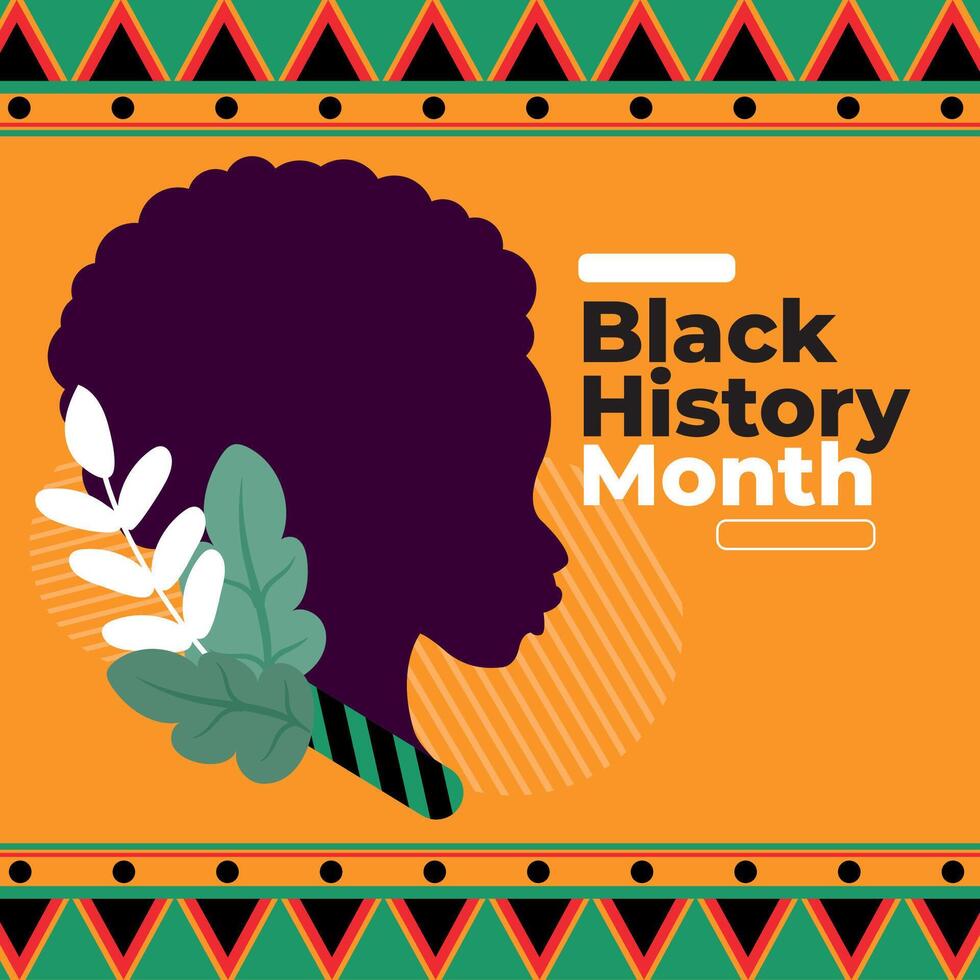 Black history month poster Afro american girl character Vector illustration