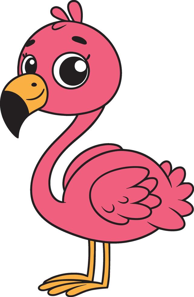 Flamingo 2D cartoon character clipart for children's book vector