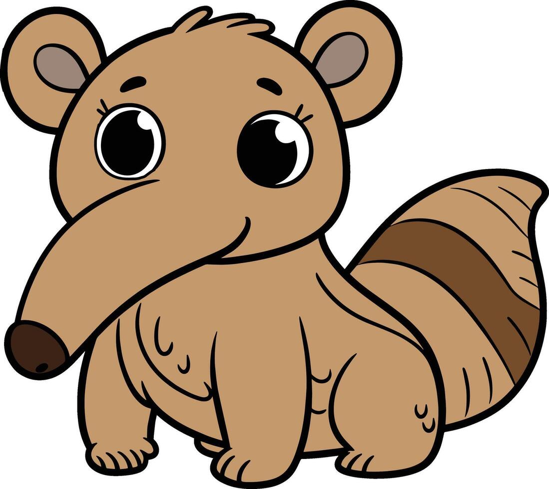 oso hormiguero 2d dibujos animados personaje clipart vector