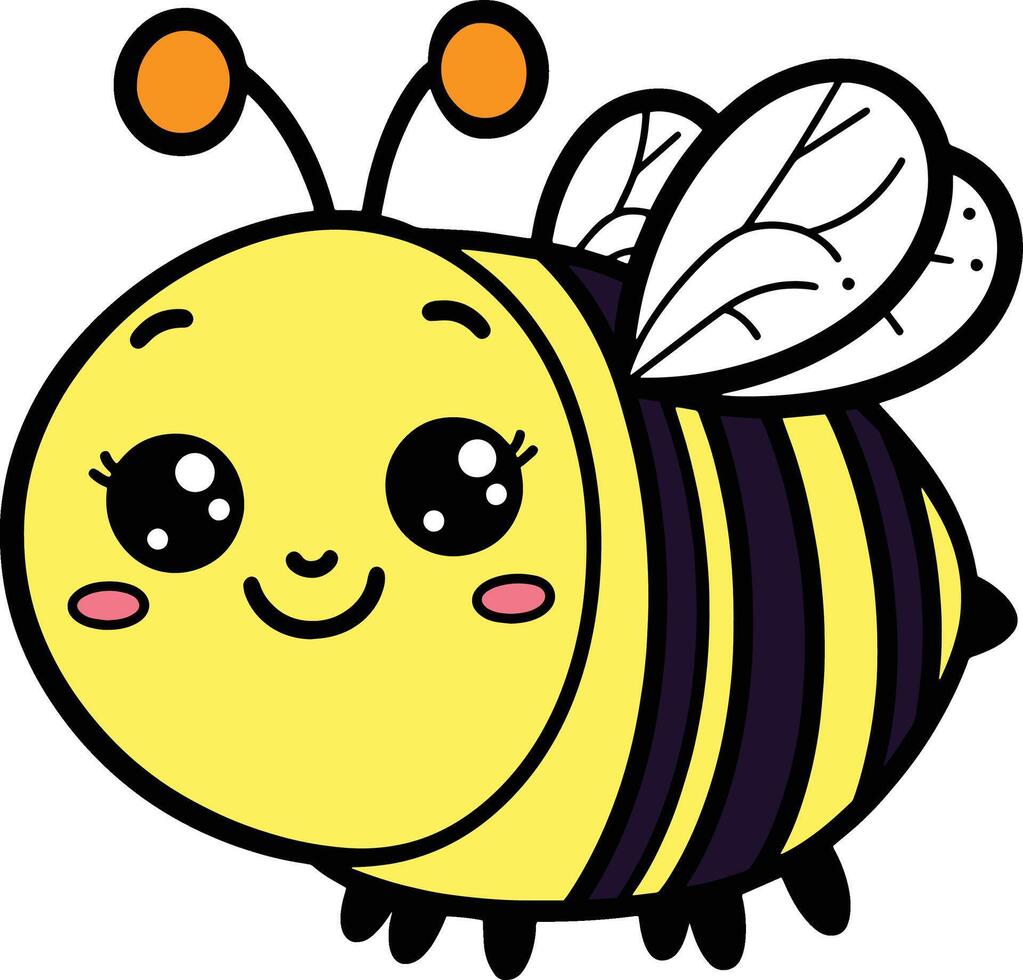 Bee 2D cartoon character clipart vector
